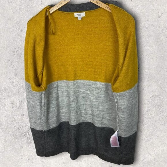 JDY Colorblock Knit Cardigan Yellow Grey Size Large Oversized Sweater Bohemian L - Picture 8 of 13